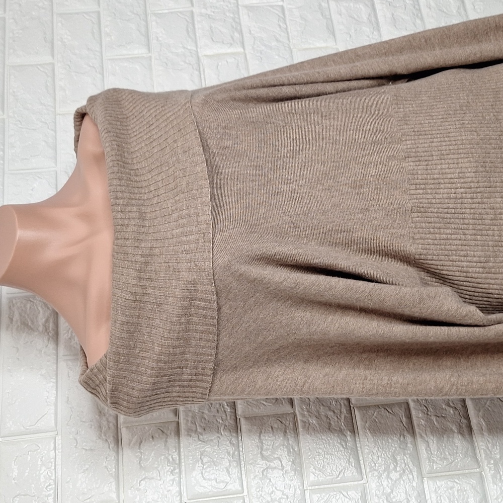 SISTERS Taupe Cowl or Off Shoulder Sweater with Long Dolman Sleeves